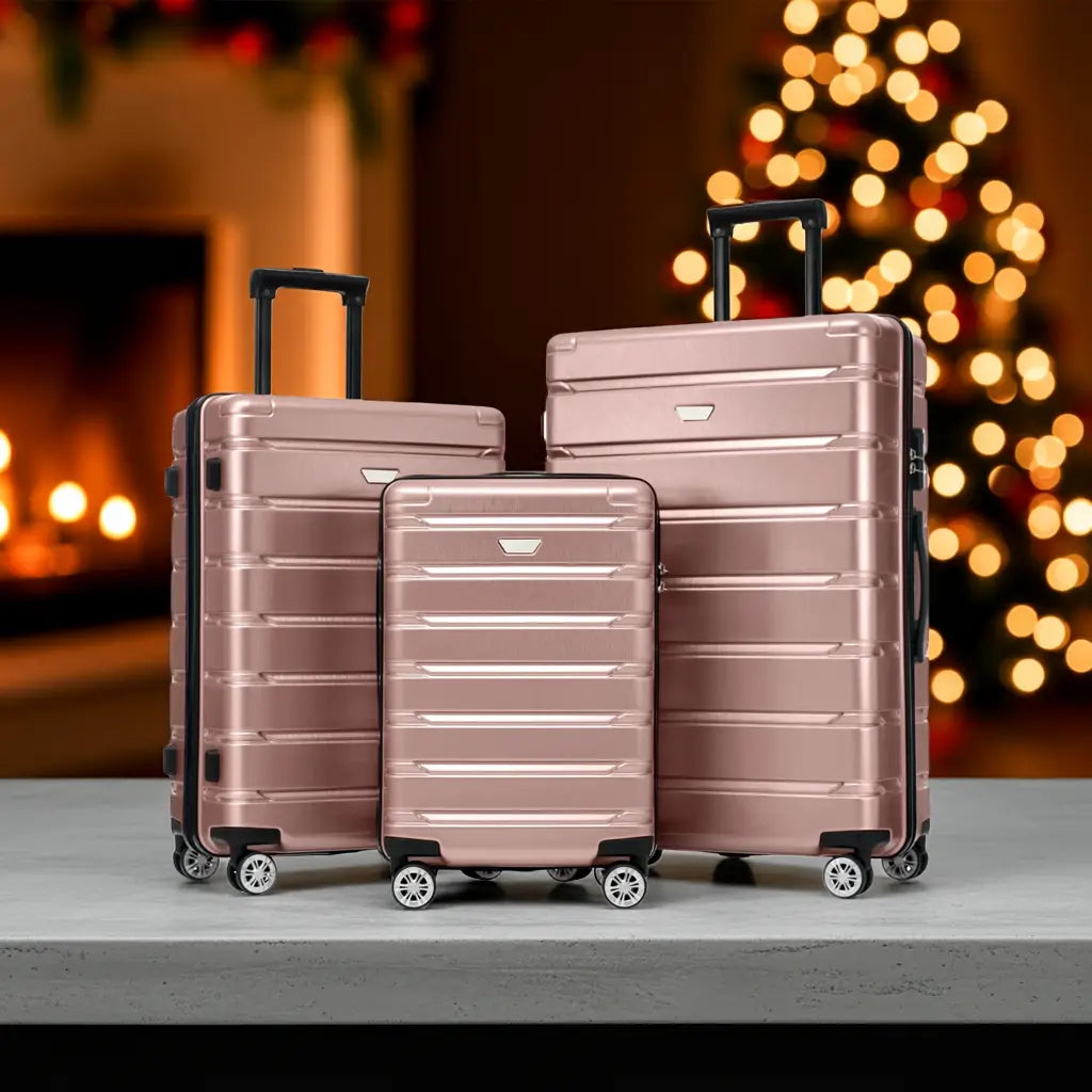 Hardshell Luggage Set 3 Piece, Durable ABS+PC Travel Suitcase with