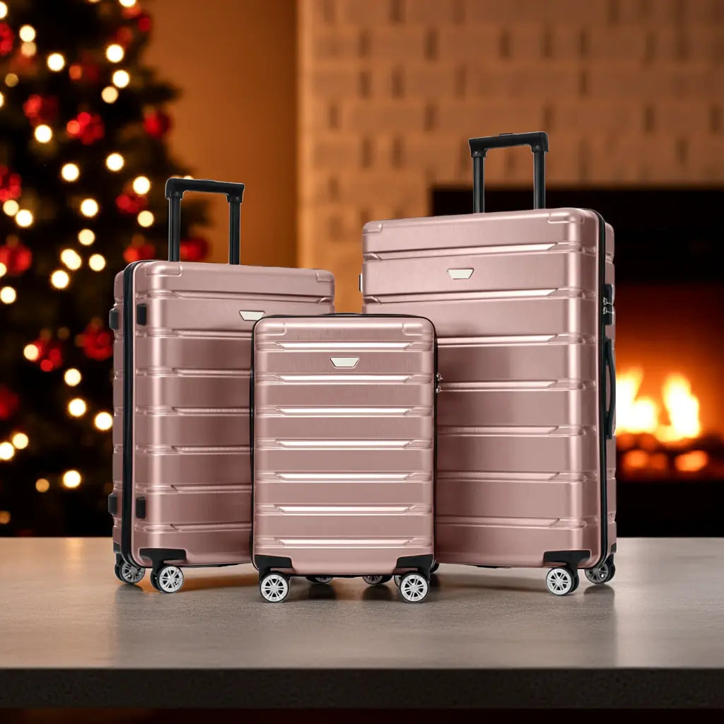 Hardshell Luggage Set 3 Piece, Durable ABS+PC Travel Suitcase with