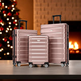 Hardshell Luggage Set 3 Piece, Durable ABS+PC Travel Suitcase with