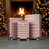 Hardshell Luggage Set 3 Piece, Durable ABS+PC Travel Suitcase with