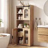 Farmhouse Bathroom Floor Cabinet with Sliding Barn Door