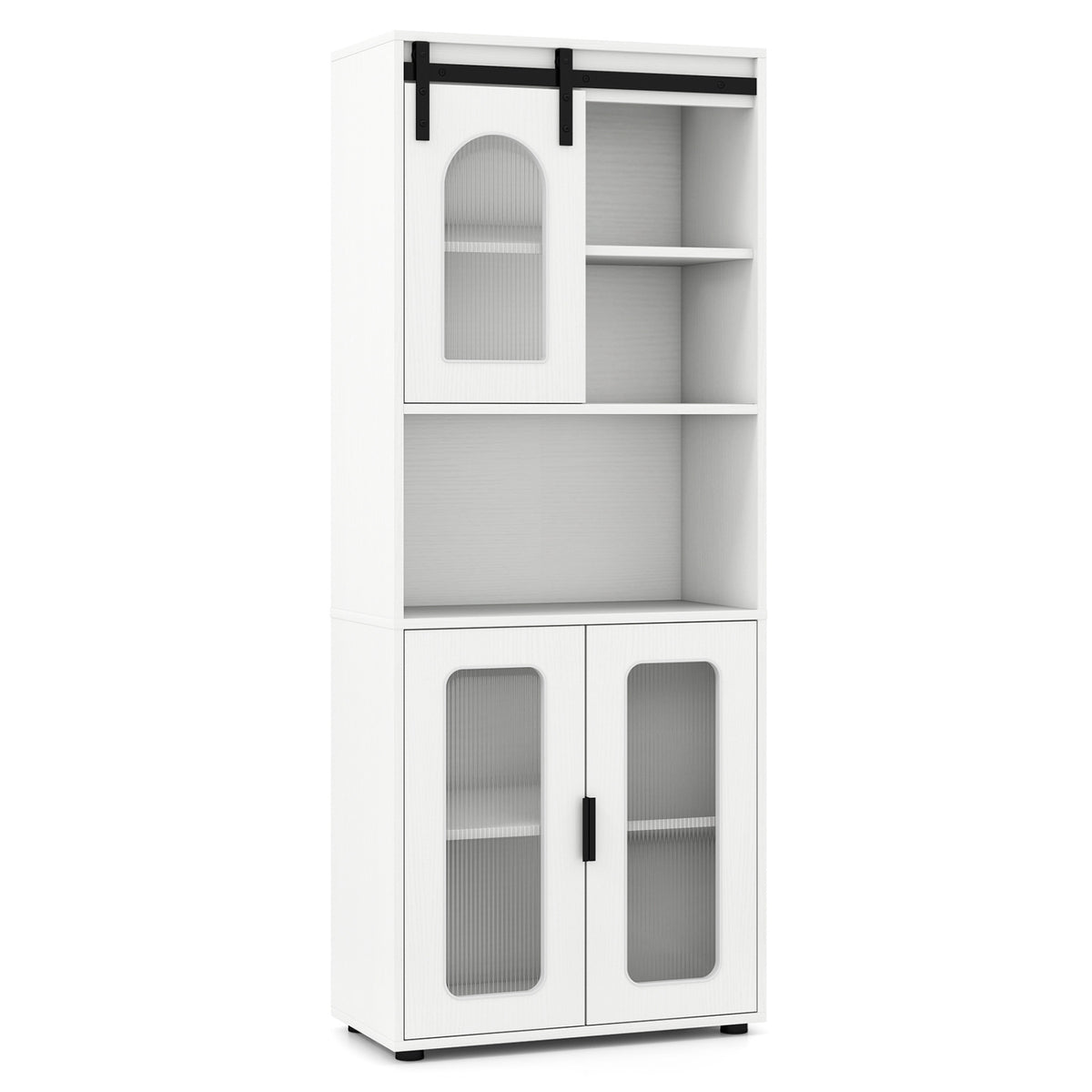 Farmhouse Bathroom Floor Cabinet with Sliding Barn Door