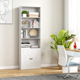 71 Inch Freestanding Bookshelf with 6 Shelves and 2-Door Cabinet