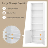 71 Inch Freestanding Bookshelf with 6 Shelves and 2-Door Cabinet
