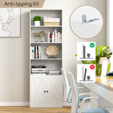71 Inch Freestanding Bookshelf with 6 Shelves and 2-Door Cabinet