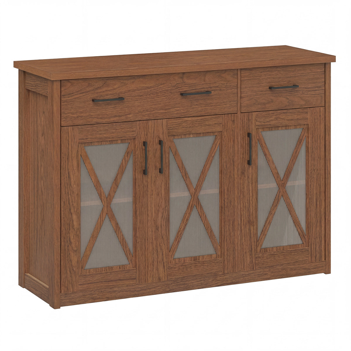 Farmhouse Buffet Sideboard 3-Door Kitchen Storage Cabinet with 2 Drawers