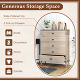 Farmhouse Chest Dresser of Drawers Tall Storage Organizer-Grey