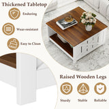 Farmhouse Coffee Table 31 Inch Square Coffee Table with Storage Shelf-White