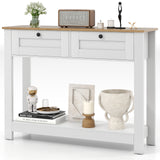 Farmhouse Console Table with 2 Drawers 42 inch Long Narrow Entryway Table