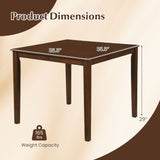 Farmhouse Dining Table for 4 People 35 Inches Square Kitchen Table-Walnut