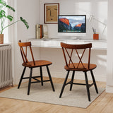 Farmhouse Kitchen Dining Chair Set of 2 with Rubber Wood Frame