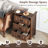 3 Drawers End Storage Wood Side Nightstand