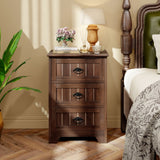 Farmhouse Nightstand with 3 Storage Drawers and Handles