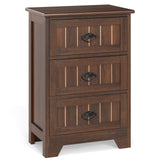 Farmhouse Nightstand with 3 Storage Drawers and Handles