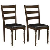 Farmhouse PU Leather Upholstered Dining Chairs Set of 2-Brown