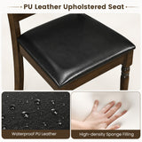 Farmhouse PU Leather Upholstered Dining Chairs Set of 2-Brown