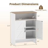 Farmhouse Shoe Cabinet with 2 Barn Doors and Open Shelf for Entryway-White