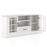 TV Stand for TVs up to 70  with Glass Doors Cubbies and Drawer