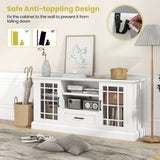 TV Stand for TVs up to 70  with Glass Doors Cubbies and Drawer