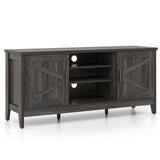 Farmhouse TV Stand for TVs up to 65 Inch Entertainment Center with 2 Storage Cabinets-Gray