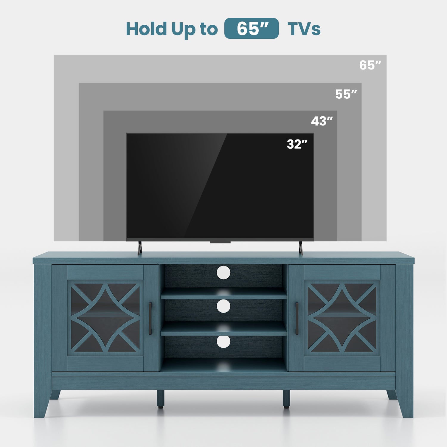 Farmhouse TV Stand for TVs Up to 65 Inches 4 Adjustable Shelves