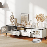 Farmhouse TV Stand for TVs up to 80 Inch with 2 Drawers