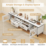 Farmhouse TV Stand for TVs up to 80 Inch with 2 Drawers