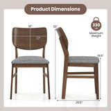 Farmhouse Upholstered Kitchen Chairs Set of 2 with Rubber Wood Frame