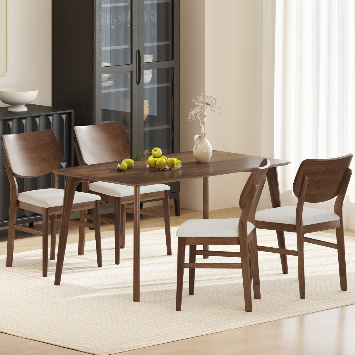 Farmhouse Upholstered Kitchen Chairs Set of 2 with Rubber Wood Frame
