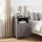 Farmhouse Wooden Nightstand with Barn Door and Storage Cabinet-2Pack/Cabinet-1pack