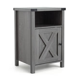 Farmhouse Wooden Nightstand with Barn Door and Storage Cabinet-2Pack/Cabinet-1pack