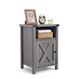 Farmhouse Wooden Nightstand with Barn Door and Storage Cabinet-2Pack/Cabinet-1pack
