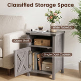 Farmhouse Wooden Nightstand with Barn Door and Storage Cabinet-2Pack/Cabinet-1pack