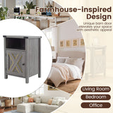 Farmhouse Wooden Nightstand with Barn Door and Storage Cabinet-2Pack/Cabinet-1pack