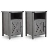 Farmhouse Wooden Nightstand with Barn Door and Storage Cabinet-2Pack/Cabinet-1pack