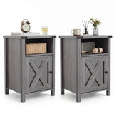 Farmhouse Wooden Nightstand with Barn Door and Storage Cabinet-2Pack/Cabinet-1pack
