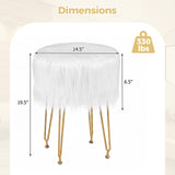 Faux Fur Vanity Stool Chair with Metal Legs for Bedroom and Living Room