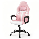 Faux Leather Upholstered Office Chair with Removable Head Pillow and Rocking Function