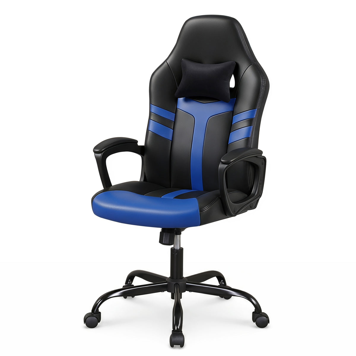 Faux Leather Upholstered Office Chair with Removable Head Pillow and Rocking Function