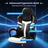 Faux Leather Upholstered Office Chair with Removable Head Pillow and Rocking Function