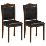 Faux Leather Upholstered Wooden Farmhouse Dining Chairs Set of 2-Walnut