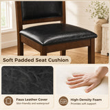 Faux Leather Upholstered Wooden Farmhouse Dining Chairs Set of 2-Walnut