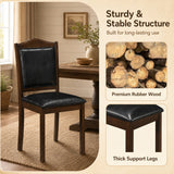 Faux Leather Upholstered Wooden Farmhouse Dining Chairs Set of 4-Walnut