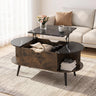Faux Marble Lift Top Coffee Table with Hidden Compartment and Shelves
