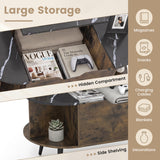 Faux Marble Lift Top Coffee Table with Hidden Compartment and Shelves
