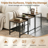 Faux Marble Nesting Table with Metal Frame Set of 3