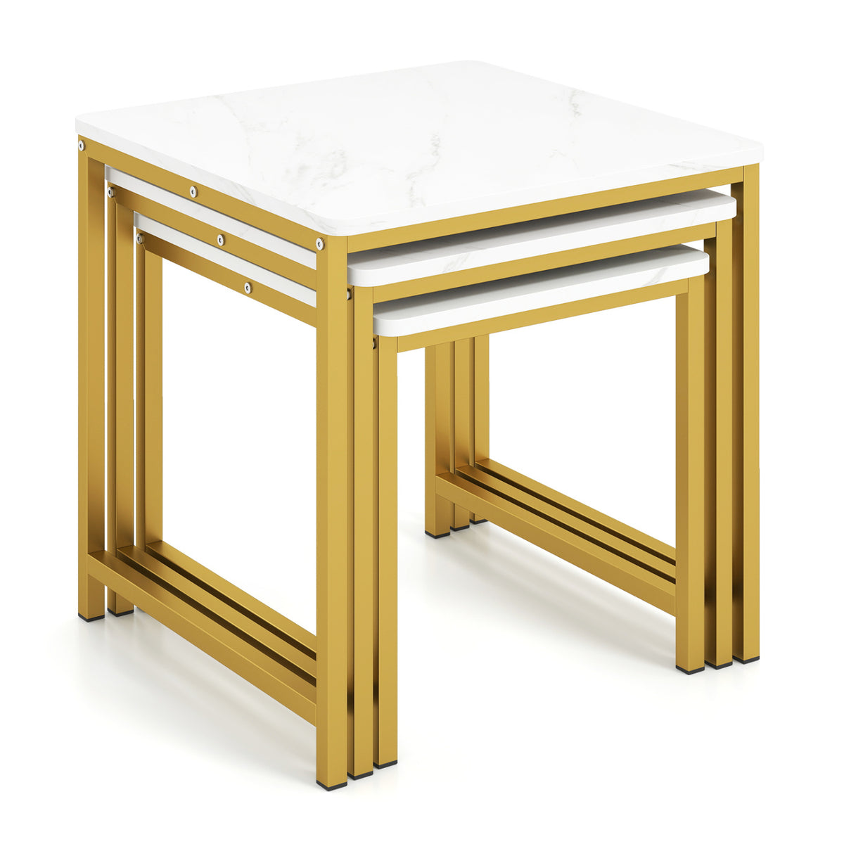 Faux Marble Nesting Table with Metal Frame Set of 3