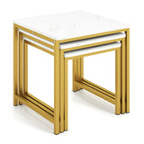 Faux Marble Nesting Table with Metal Frame Set of 3