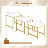 Faux Marble Nesting Table with Metal Frame Set of 3