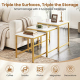 Faux Marble Nesting Table with Metal Frame Set of 3